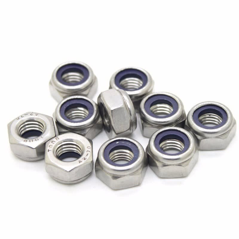 Tuerca Hexagonal Seguro Nylon Inoxidable (Calidad 304) PULGADA